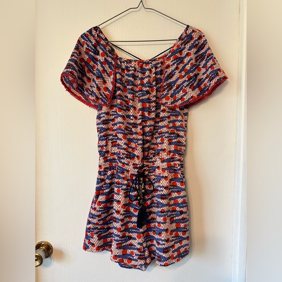 Colourful tribal patterned lace back romper - Picture 3 of 7